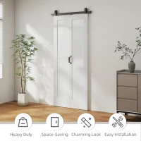 HOMCOM 35" x 83" Sliding Door with 3.6FT Bi-Folding Door, Hardware Kit Included & Handle, DIY Paintable MDF Surface(m-6)