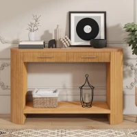 Farmhouse Console Table with Storage and Drawers, Modern Wood Sofa Table for Living Room, Hallway, 47.5'' L x 14.5'' W x 30'' H, Brown(m-4)