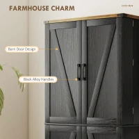 HOMCOM 72" Kitchen Pantry Cabinet, Farmhouse Storage Cabinet with 4 Doors, Drawer, 8 Door Shelves and Adjustable Shelf, Black(m-6)