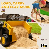 Qaba 24V Kids Ride on Tractor, 4WD 2 Seater Licensed Caterpillar Electric Vehicle with Remote Control, Dump Bed, Yellow(m-7)