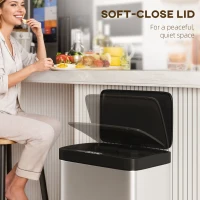 HOMCOM 12 Gallon Sensor Can, Automatic Garbage Can with Soft-Close Lid, Fingerprint-Proof Stainless Steel, Silver(m-7)