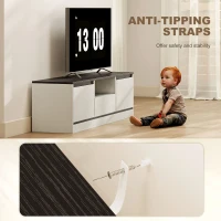 HOMCOM TV Stand for 55-60 Inch TV,  Entertainment Center w/ Cabinets, Shelf, Drawer and Cable Management for Living Room, White(m-9)