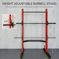 Soozier Squat Rack with Pull Up Bar and Barbell Bar Adjustable Bench Press Multi-Function Weight Lifting Half Rack Red(m-5)