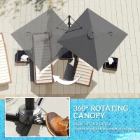 Outsunny 8FT Cantilever Patio Umbrella, Square Outdoor Offset Umbrella with 360° Rotation, Aluminum Hanging Umbrella with 3-Position Tilt, Crank & Cross Base for Garden, Dark Gray(m-4)