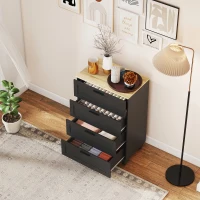 HOMCOM Dresser for Bedroom with 4 Drawers, Chest of Drawers with Solid Wood Legs for Closet, Living Room, Entryway, Black(m-9)