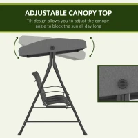 Outsunny 3 Seater Outdoor Swing Chair with Canopy, Metal Porch Swing Bench for Patio, Garden, Backyard, Lawn, Dark Grey(m-5)