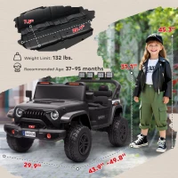 Qaba Ride on Truck Car with 2-Seater, 24V Electric Car with 4 Motors, Remote Control, Spring Suspension for 3-8 Years, Black(m-3)