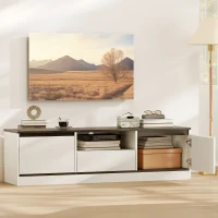 HOMCOM TV Stand for 55-60 Inch TV,  Entertainment Center w/ Cabinets, Shelf, Drawer and Cable Management for Living Room, White(m-8)