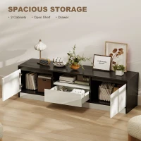 HOMCOM TV Stand for 55-60 Inch TV,  Entertainment Center w/ Cabinets, Shelf, Drawer and Cable Management for Living Room, White(m-4)