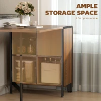 HOMCOM Multi-use Foldable Table with Hideaway Shelves, Drop Leaf Table for Kitchen, Dining, Study and Office, Brown(m-6)