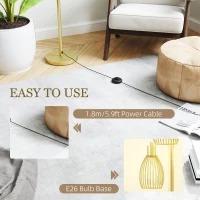 HOMCOM Industrial Floor Lamp with 3 Hanging Wire Lampshades, Dimmable Standing Lamp for Living Room, Gold(m-6)