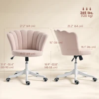 HOMCOM Office Chair, Armless Swivel Desk Chair with Adjustable Height, Backrest, Tilt Function for Office, Vanity, Pink(m-3)