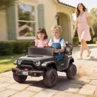 Qaba Ride on Truck Car with 2-Seater, 24V Electric Car with 4 Motors, Remote Control, Spring Suspension for 3-8 Years, Black(m-2)