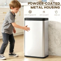 HOMCOM 12 Gallon Sensor Can, Automatic Garbage Can with Soft-Close Lid, Fingerprint-Proof Stainless Steel, Silver(m-6)