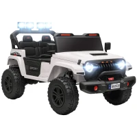 Qaba Ride on Truck Car with 2-Seater, 24V Electric Car with 4 Motors, Remote Control, Spring Suspension for 3-8 Years, White(m-11)