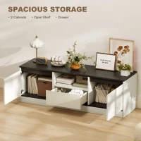 HOMCOM TV Stand for 43-55 Inch TV,  Entertainment Center w/ Cabinets, Shelf, Drawer and Cable Management for Living Room, White(m-4)