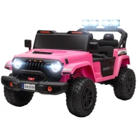 Qaba Ride on Truck Car with 2-Seater, 24V Electric Car with 4 Motors, Remote Control, Spring Suspension for 3-8 Years, Pink(m-1)