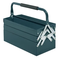 DURHAND 18" Metal Tool Box, Portable 5-Tray Cantilever Steel Tool Chest Cabinet for Garage and Warehouse, Dark Green(m-2)