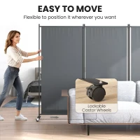 Outsunny Folding Room Divider with Castor Wheels, Rolling Privacy Screen for Home Office Bedroom, 6ft Tall(m-5)