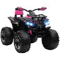 Aosom 12V 4 Wheeler Kids ATV with Music, Headlights for 37-60 Months Boys and Girls, Pink(m-11)