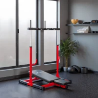 Soozier Vertical Leg Press Machine with Adjustable Leg, Back, and Head Positions, 1" Standard Plate Compatible, Red(m-8)