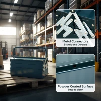 DURHAND 18" Metal Tool Box, Portable 5-Tray Cantilever Steel Tool Chest Cabinet for Garage and Warehouse, Dark Green(m-6)