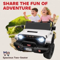 Qaba Ride on Truck Car with 2-Seater, 24V Electric Car with 4 Motors, Remote Control, Spring Suspension for 3-8 Years, White(m-5)