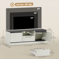 HOMCOM TV Stand for 43-55 Inch TV,  Entertainment Center w/ Cabinets, Shelf, Drawer and Cable Management for Living Room, White(m-3)