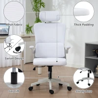 Vinsetto High Back Office Chair, Mesh Computer Chair with Rotatable Headrest, Lumbar Back Support, Adjustable Height, Cream White(m-9)
