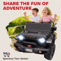 Qaba Ride on Truck Car with 2-Seater, 24V Electric Car with 4 Motors, Remote Control, Spring Suspension for 3-8 Years, Black(m-5)