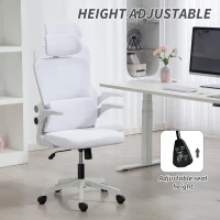 Vinsetto High Back Office Chair, Mesh Computer Chair with Rotatable Headrest, Lumbar Back Support, Adjustable Height, Cream White(m-4)