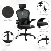 Vinsetto Office Chair, Mesh Computer Desk Chair with Adjustable Headrest, 4D Lumbar Support, Flip-up Arm, Black(m-7)
