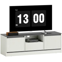 HOMCOM TV Stand for 43-55 Inch TV,  Entertainment Center w/ Cabinets, Shelf, Drawer and Cable Management for Living Room, White(m-11)