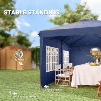 Outsunny 10' x 20' Pop Up Canopy Tent with 4 Sidewalls, Instant Gazebo with Carry Bag for Garden, Patio, Blue(m-7)