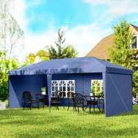 Outsunny 10' x 20' Pop Up Canopy Tent with 4 Sidewalls, Instant Gazebo with Carry Bag for Garden, Patio, Blue(m-10)