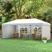 Outsunny 10' x 20' Pop Up Canopy Tent with 4 Sidewalls, Instant Gazebo with Carry Bag for Garden, Patio, White(m-9)