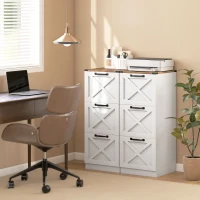 HOMCOM 2 Drawer File Cabinet with Silent Slides, Vertical Farmhouse Filing Cabinet Fits Letter/A4 Size Home Office, White(m-9)