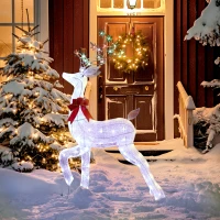 Outsunny 4.3FT Lighted Christmas Reindeer, Christmas Decor with RGB and Warm White LEDs, Stakes and Zip Ties, IP44 Waterproof(m-9)