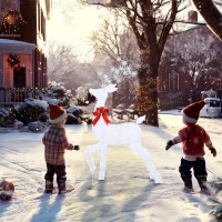 Outsunny 4.3FT Lighted Christmas Reindeer, Christmas Decor with RGB and Warm White LEDs, Stakes and Zip Ties, IP44 Waterproof(m-7)