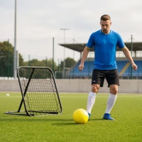 Soozier Soccer Rebounder Net, 3' x 3', Angle Adjustable Portable Training Goal Net with Quick Folding Design, Sturdy Metal Tube(m-2)