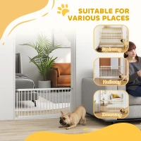 PawHut 26"-37" Dog Gate, Adjustable Pet Gate, Fits 18" Tall with 2 Extension, Pressure Mount Kit for Stairs and Doorways, White(m-7)