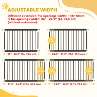 PawHut 26"-37" Dog Gate, Adjustable Pet Gate, Fits 18" Tall with 2 Extension, Pressure Mount Kit for Stairs and Doorways, Black(m-5)