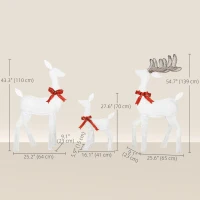 Outsunny 3 Piece Lighted Christmas Reindeer Family, 55" Light Up Deer, Outdoor Holiday Decor with LED Lights, Stakes, Zip Ties(m-3)