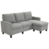 HOMCOM L-Shape Sofa, Modern Sectional Couch with Ottoman, Corner Sofa for Living Room, Light Grey(m-2)