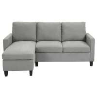 HOMCOM L-Shape Sofa, Modern Sectional Couch with Ottoman, Corner Sofa for Living Room, Light Grey(m-11)
