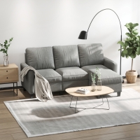 HOMCOM L-Shape Sofa, Modern Sectional Couch with Ottoman, Corner Sofa for Living Room, Light Grey