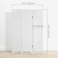 HOMCOM 3 Panel Room Divider, 5.6 Ft Tall Portable Folding Privacy Screen, Wood Partition Wall Divider for Home Office, White(m-3)