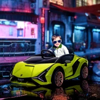 Aosom 12V Lamborghini SIAN Licensed Electric Car for kids with Remote Control, Horn, Music, & Headlights, Green(m-2)