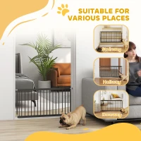 PawHut 26"-37" Dog Gate, Adjustable Pet Gate, Fits 18" Tall with 2 Extension, Pressure Mount Kit for Stairs and Doorways, Black(m-7)