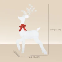 Outsunny 4.3FT Lighted Christmas Reindeer, Christmas Decor with RGB and Warm White LEDs, Stakes and Zip Ties, IP44 Waterproof(m-3)